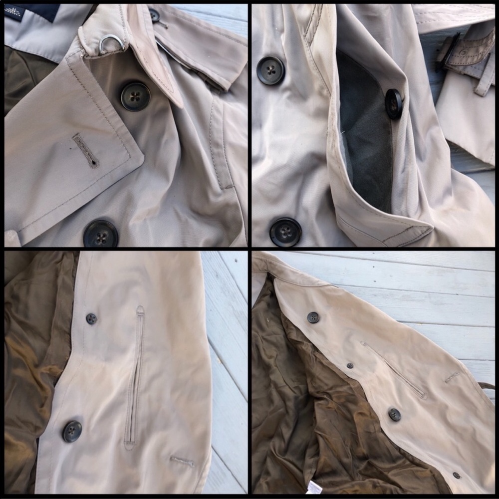 Banana Republic Taupe/Khaki belted trench coat M - Picture 6 of 7
